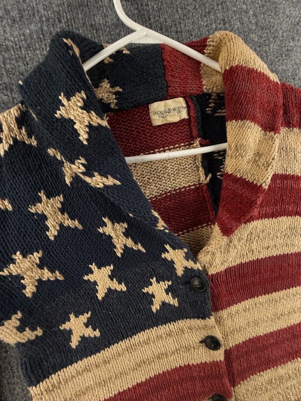 Ralph Lauren AOP Flag Sweater Chunky USA Colorful Stars Stripes Cotton Linen - Picture 5 of 16